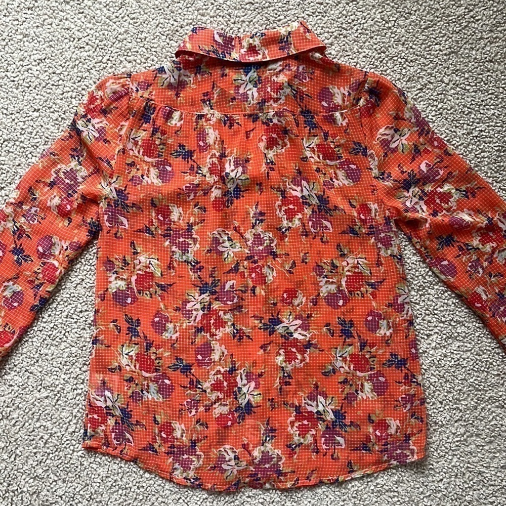 MODCLOTH Be Buzzworthy Floral Print Orange Blouse Size Small - Picture 13 of 16